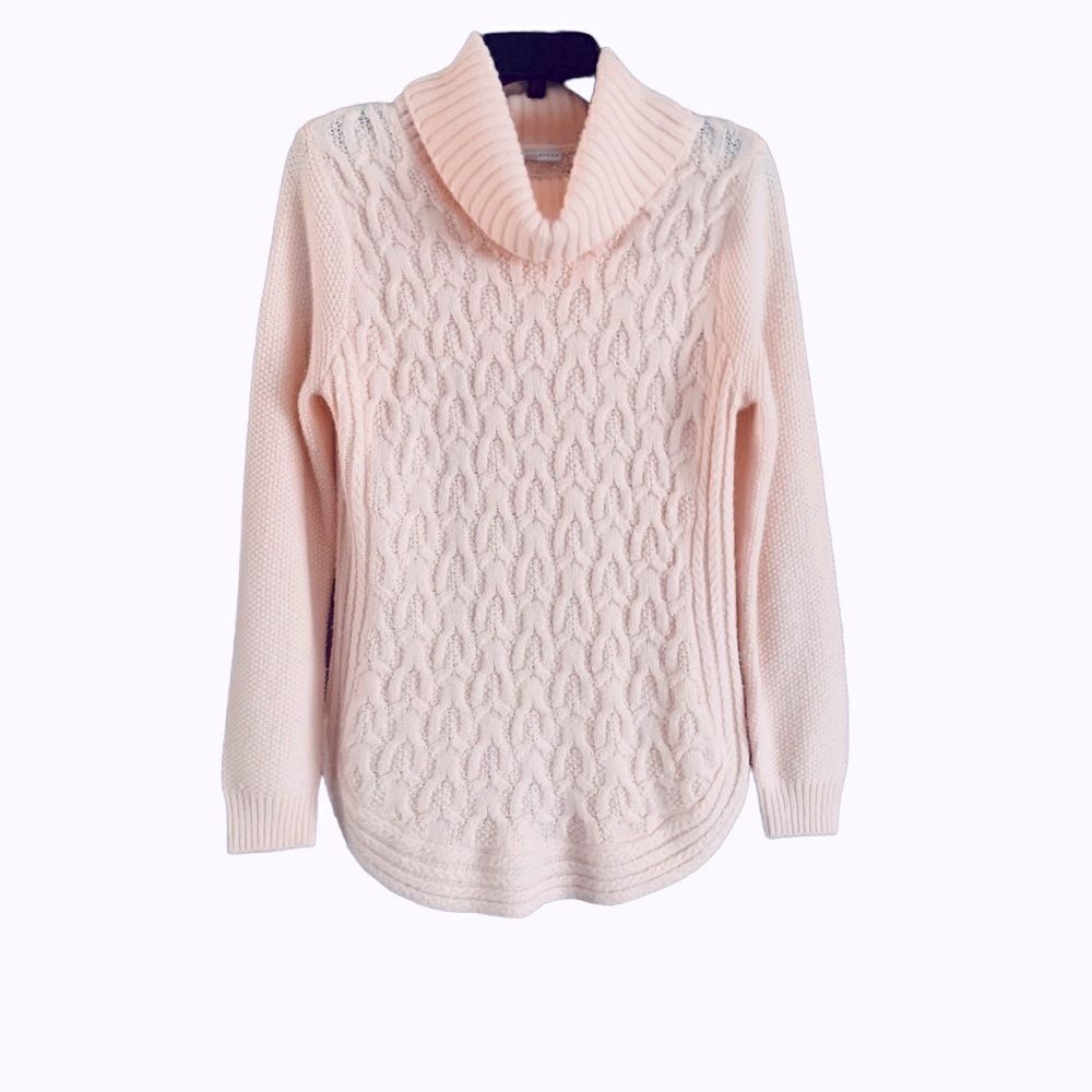 Cleo Petites Pink Textured Knit Cowl Neck Sweater Size Medium